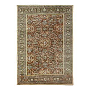 Room Size Handmade Mahal Rust Wool Rug Vintage Designed