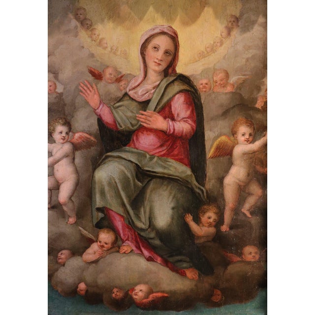 Giovanni Balducci Detto Il Cosci, Madonna in Glory Among the Angels, 1600, Oil on Board For Sale - Image 14 of 14