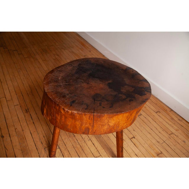19th Century 19th Century Butcher Block Side Table, American For Sale - Image 5 of 6