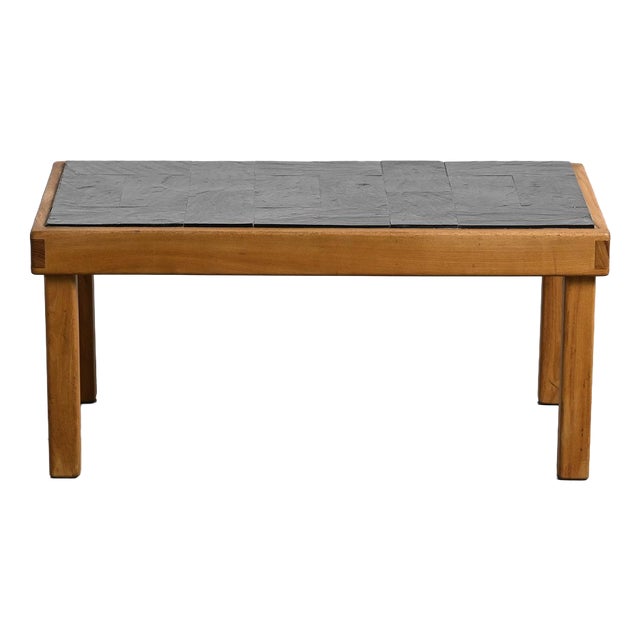 Slate and Wood Coffee Table from Maison Regain, 1980 For Sale
