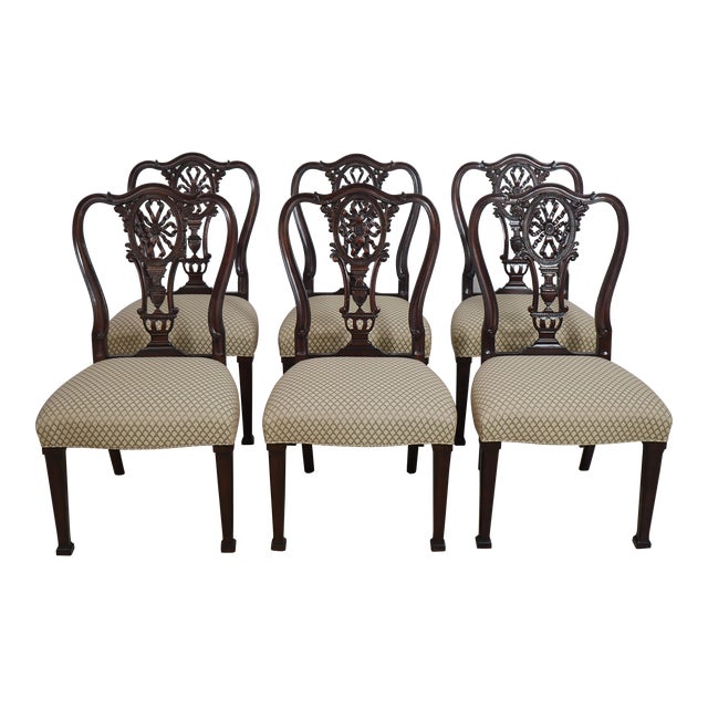 Set of 6 Drexel Carved Mahogany Dining Room Chairs | Chairish
