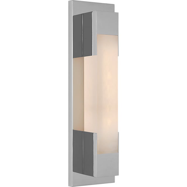 Kelly Wearstler for Visual Comfort Signature Covet 16" Bracketed Bath Light in Polished Nickel with Alabaster For Sale