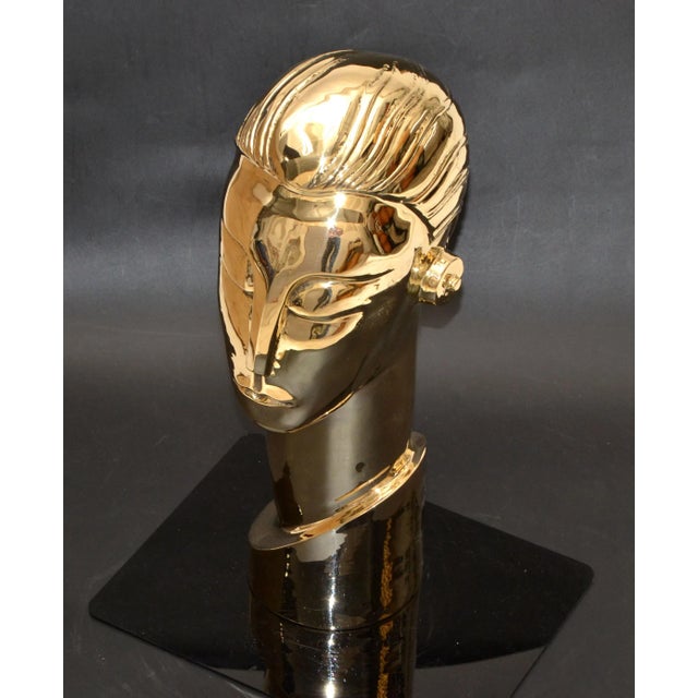 Art Deco Style Hagenauer Manner Bronze Bust, Figurative Sculpture Elongated Neck For Sale - Image 11 of 13
