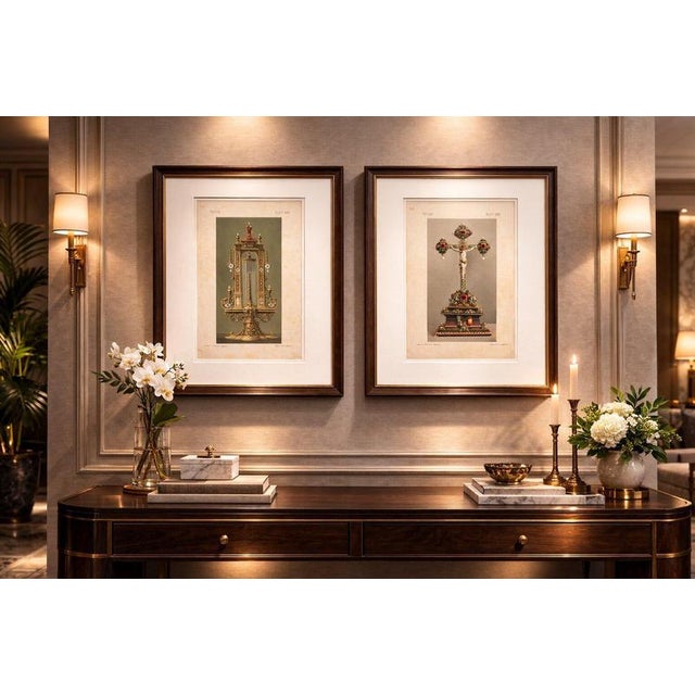 F. X. Zettler, Bavarian Royal Chapel Liturgical Objects, 1874, Chromolithographs on Paper, Set of 2 For Sale - Image 3 of 10