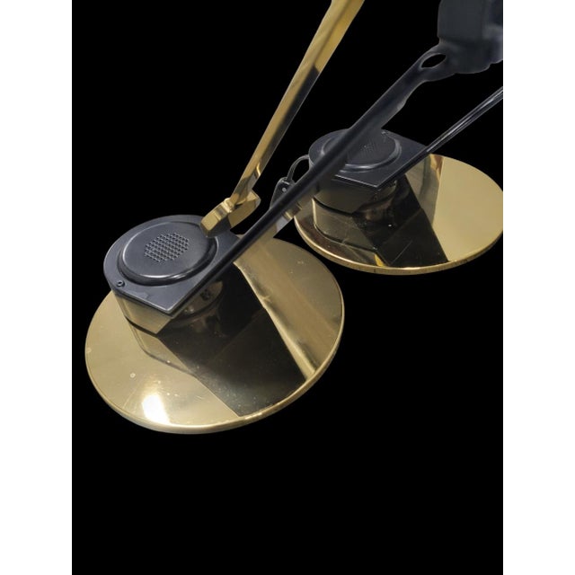 1980s 1080's Fase Vintage Cantilever Brass Black Modern Counterweight Long Arm Table Lamps- A Pair For Sale - Image 5 of 15