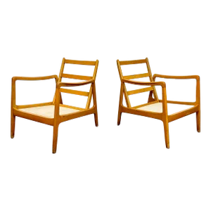 Pair of Danish Modern Lounge Chairs by Ole Wanscher for John Stuart
