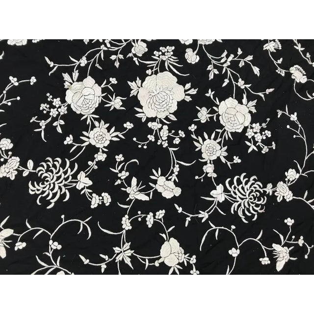 Black Vintage Manila Shawl with Chinese Embroidery For Sale - Image 8 of 12