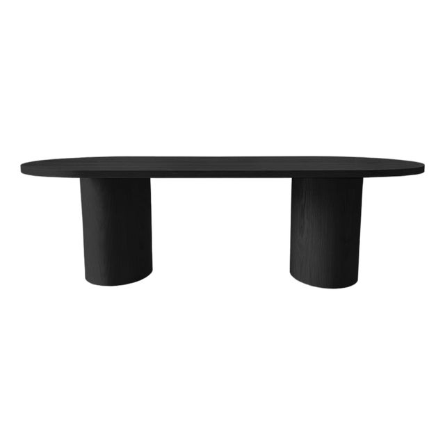 Saima Racetrack Solid White Oak Dining Table Black For Sale