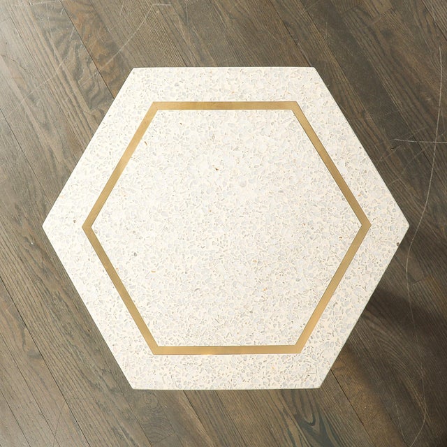 Wood Mid-Century Modernist Hexagonal Terrazzo Side Table by Harvey Probber For Sale - Image 7 of 13