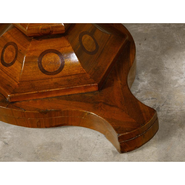 Biedermeier 19th Century Flamed Walnut Pedestal Table with Radiating Motif For Sale - Image 9 of 12