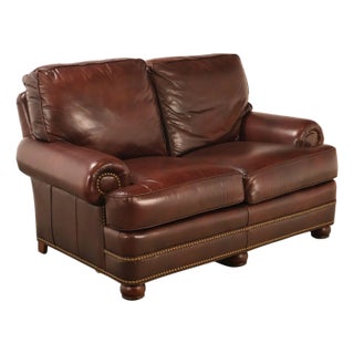 Hancock & Moore Traditional Leather Loveseat For Sale