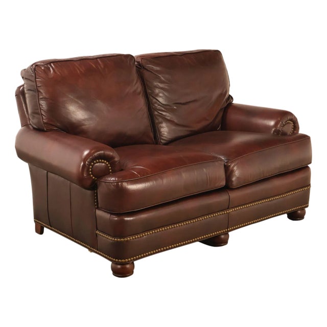 Hancock & Moore Traditional Leather Loveseat For Sale