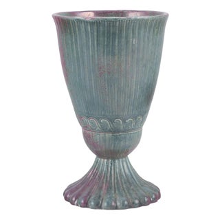 Violet and Green Glazed Ceramic Vase by E.B.S. Klint For Sale