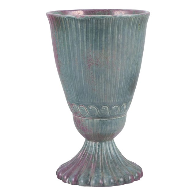 Violet and Green Glazed Ceramic Vase by E.B.S. Klint For Sale