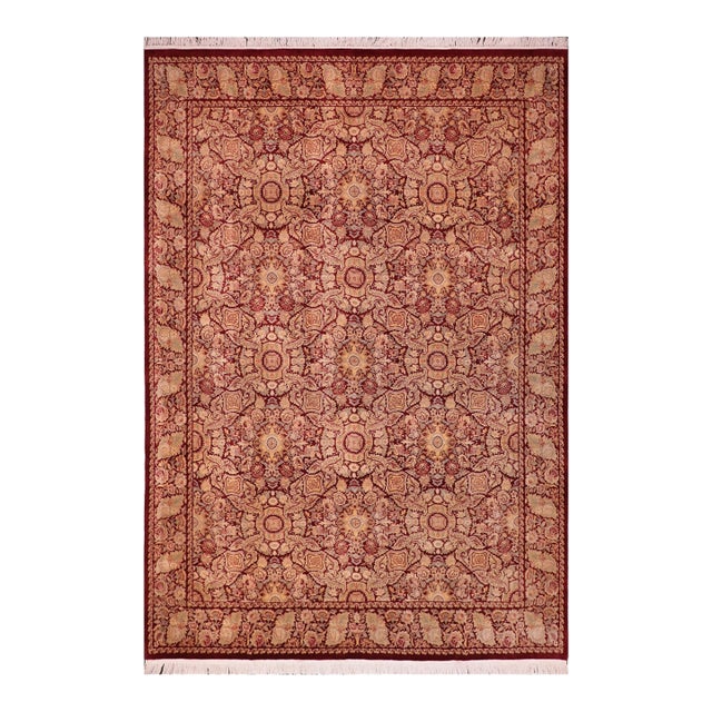 Floral 1990's Pak-Persian Red/Red Wool Rug - 9'1'' X 12'3'' For Sale