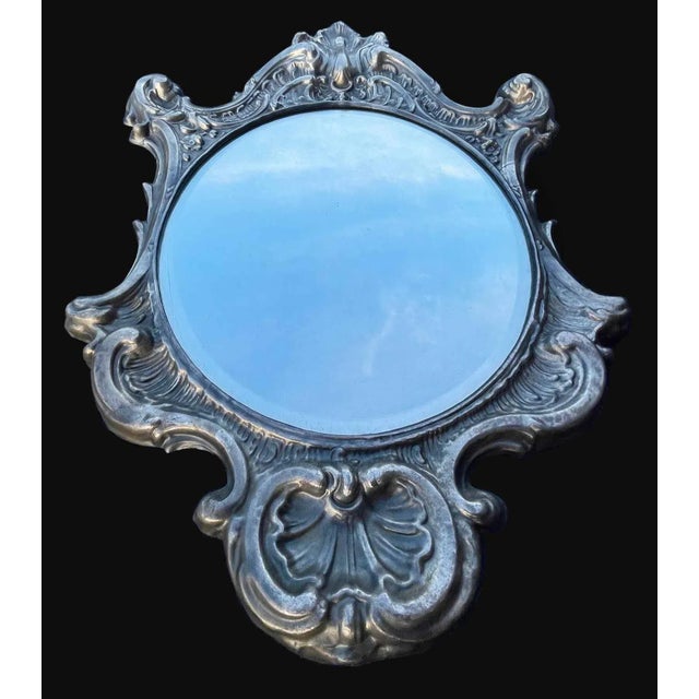Traditional Beveled Glass Mirror With Repousse Frame For Sale - Image 3 of 4