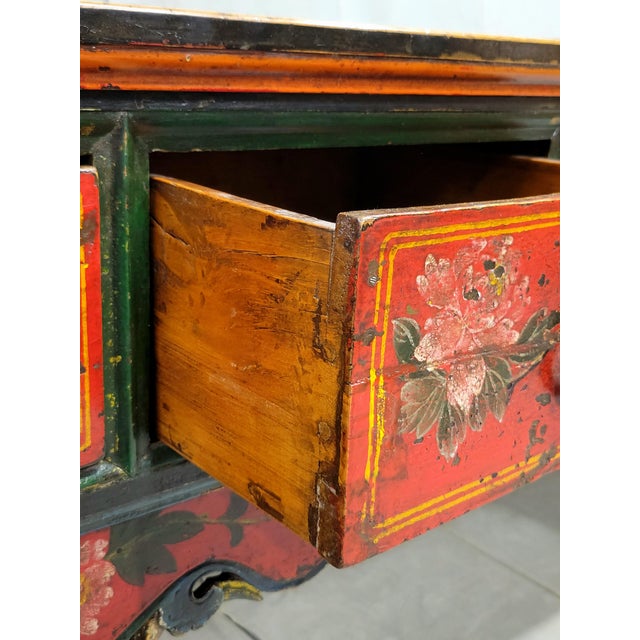 Antique Early 20th Century Chinese Red Lacquer Altar / Console Table For Sale - Image 4 of 15