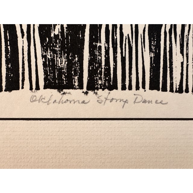 Native American 1986 Ruthe Blalock Jones “Oklahoma Stomp Dance” Original Signed Native American Woodblock Print, Limited Edition 12/40 For Sale - Image 3 of 18