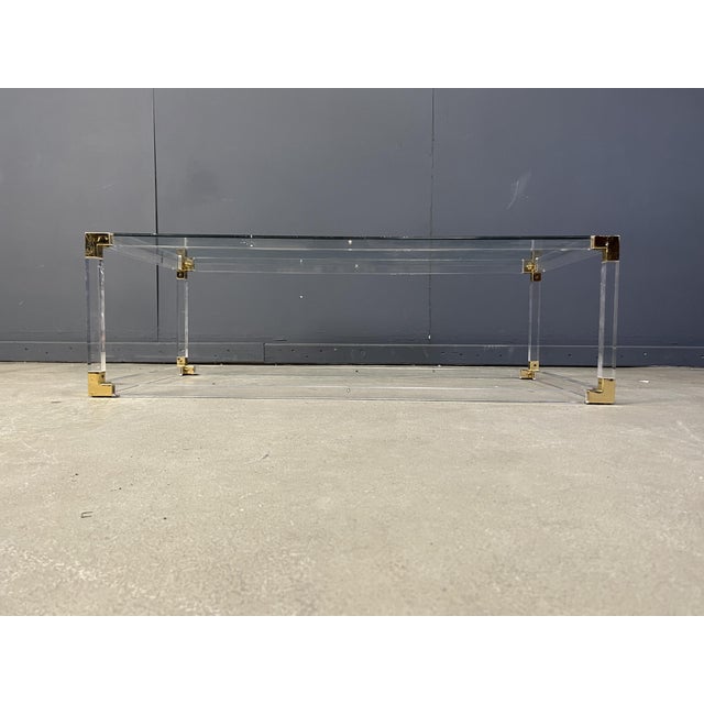 Brass and Acrylic Glass Coffee Table by Charles Hollis Jones, 1970s For Sale - Image 12 of 12