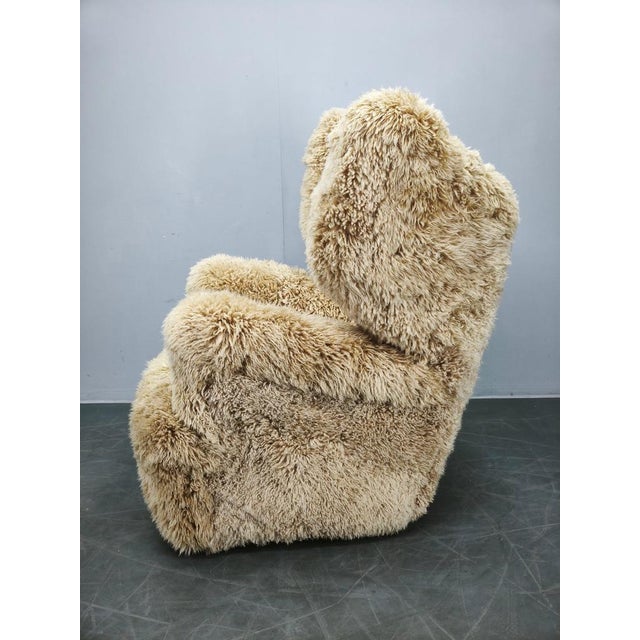 Wood Art Deco Wingback Lounge Chair in Honey Skandilock Sheepskin, 1930s For Sale - Image 7 of 10