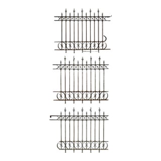 Iron Fence Antique Wrought and Cast Iron - Collection of Three Sections For Sale