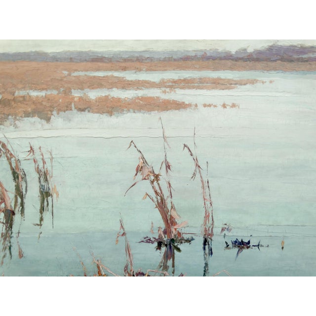 Théodore Lemonnier 1815-1888 Signed French Oil - River Marshes - Organic Modern For Sale - Image 9 of 17