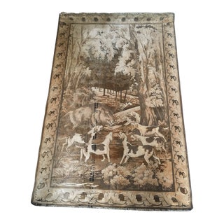 Vintage Wool and Silk Tapestry Depicting a Boar Hunt For Sale