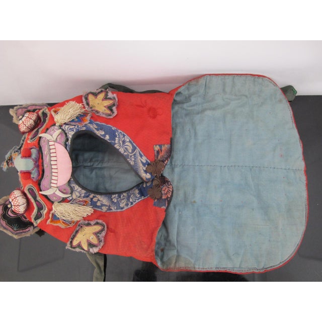 Textile Antique Chinese Elaborate Silk Embroidered Dragon Tiger Baby Hat With Butterfly For Sale - Image 7 of 9