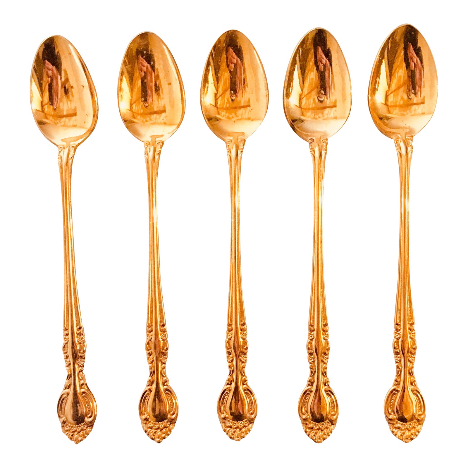 Gold Plated Iced Tea Spoons Set of 5 Chairish