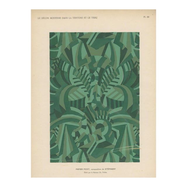 1920s French Art Deco Wallpaper Design Plate – Stéphany, Pl. 39 For Sale