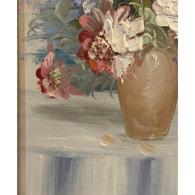 Textile Vintage Impasto Floral Oil Painting on Canvas, Signed "A. Sweeting" For Sale - Image 7 of 16