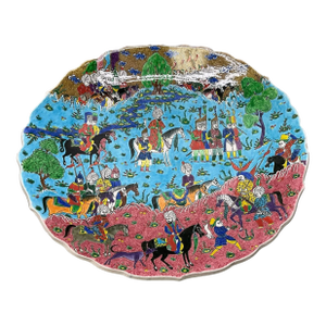 Huge 19" Hand-Painted Turkish Kutahya Ceramic Charger Plate, Signed Elsam Akdeniz Gini