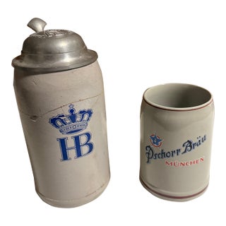 Vintage Hb Hofbräuhaus 1 Liter German Beer Stein, Free Shipping For Sale