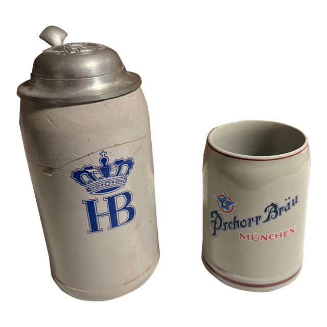 Vintage Hb Hofbräuhaus 1 Liter German Beer Stein, Free Shipping For Sale
