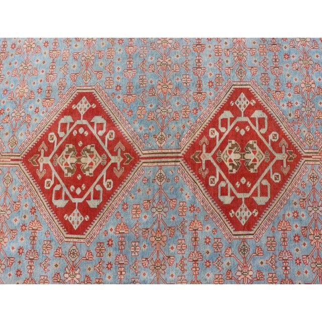 Textile Early 20th Century Antique Persian Qashqai Shiraz Tribal Rug With Latch Hooked Diamond Design For Sale - Image 7 of 13