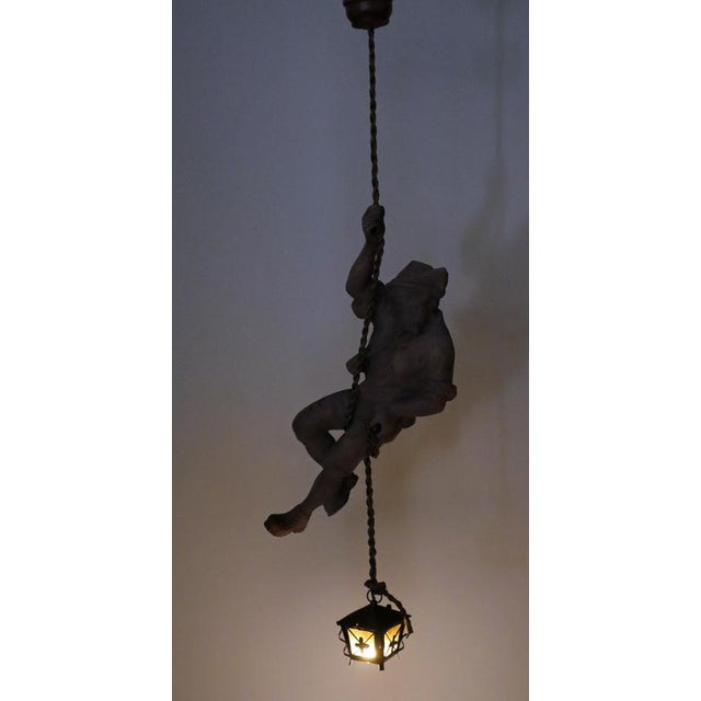 Tyrolean Mountaineer Pendant Lamp in Hand-Carved Softwood, 1980s For Sale - Image 14 of 18