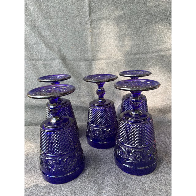 Blue Vintage Cobalt Blue Goblets Set of 5 For Sale - Image 8 of 16