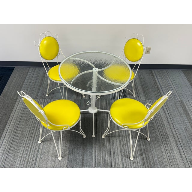 White Mid-Century Wrought Iron Bistro Table & Chairs by Syd Leach For Sale - Image 8 of 8