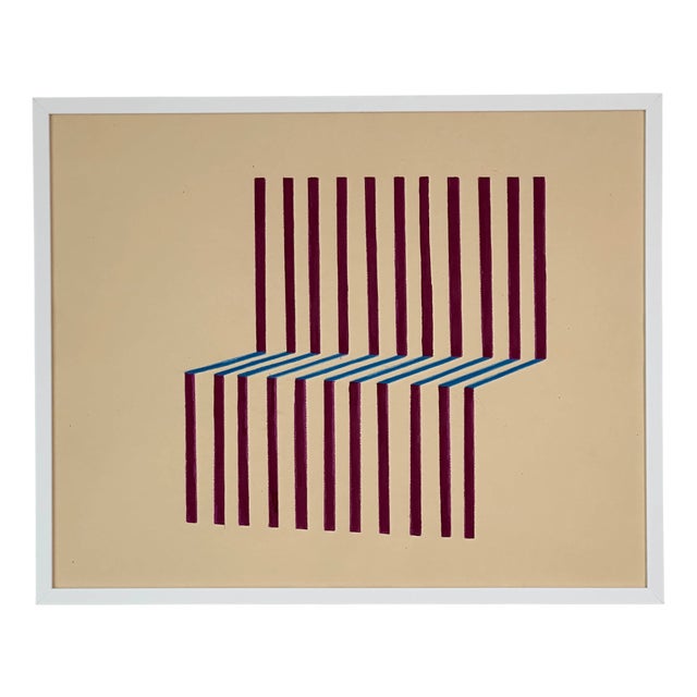 Amanda Andersen, Burgundy Bench, 2023, Mixed Media on Paper For Sale