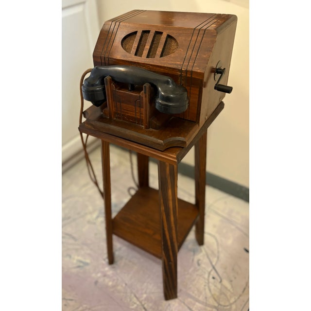 Vintage Crank Telephone, & Stand For Sale In Saint Louis - Image 6 of 11