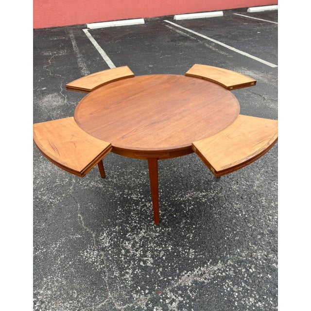 Mid-Century Modern Mid 20th Century Dyrlund Danish Teak & Rosewood Lotus Dining Table For Sale - Image 3 of 11