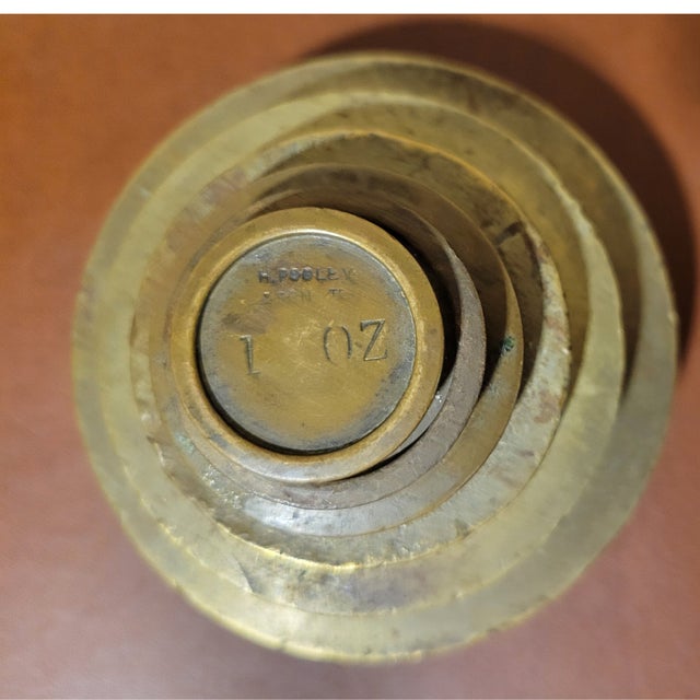 Late 19th Century Antique English Imperial Brass Stacking Scale Weights For Sale - Image 5 of 5