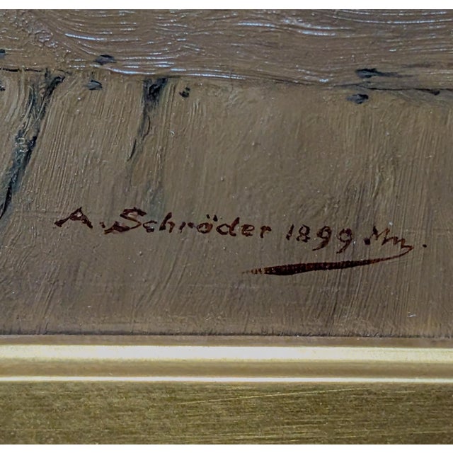 Antique German Genre Oil Painting Portrait Cavalier Drinking Wine by Albert Friedrich Schroder, 1899 For Sale - Image 13 of 14