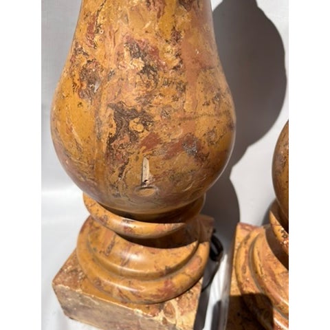 Large Marble Baluster Form Table Lamps a Pair For Sale - Image 10 of 10