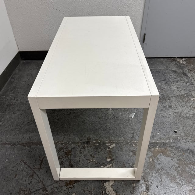 Late 20th Century Contemporary White Parsons-Style Writing Desk For Sale - Image 5 of 12