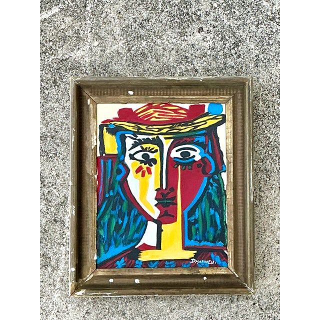 Early 21st Century Vintage Original Homage to Picasso Oil on Canvas For Sale - Image 5 of 7