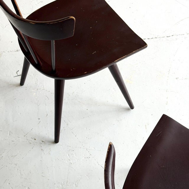 Brown 1950s Spindle Back Planner Group Dining Chairs Attributed to Paul McCobb for Winchendon For Sale - Image 8 of 10