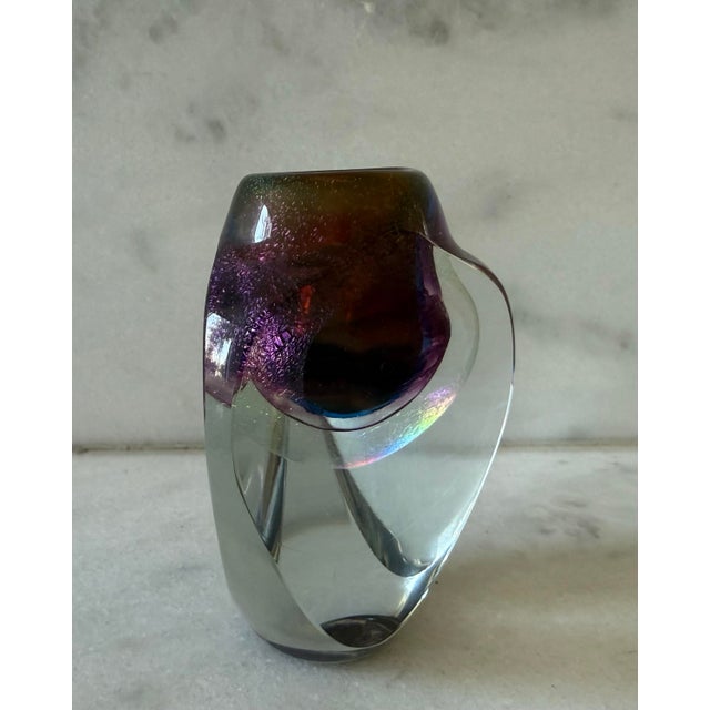Vintage Jon Kuhn Iridescent Glass Art Small Vase For Sale In Austin - Image 6 of 11