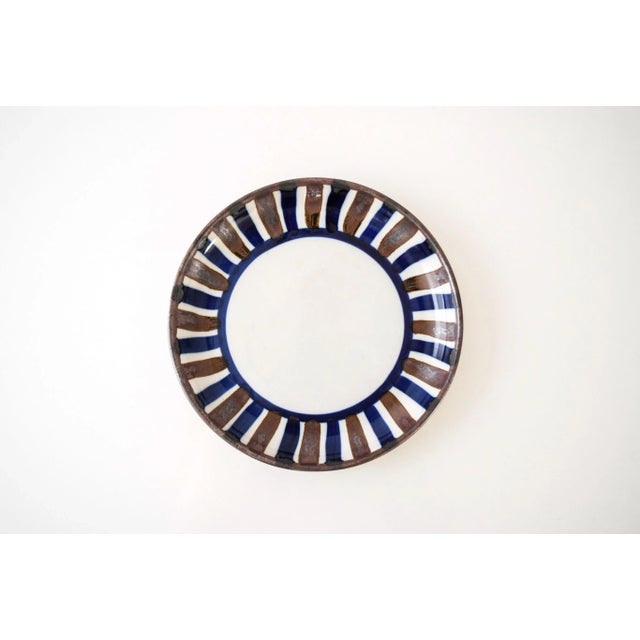 Mid-Century Decorative Dansk Brown & Blue Striped Ceramic Plate 1960s For Sale In Detroit - Image 6 of 6