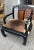 Art Deco Vintage Chinese Ming Style Black Lacquer & Cowhide Arm Chair For Sale - Image 3 of 5